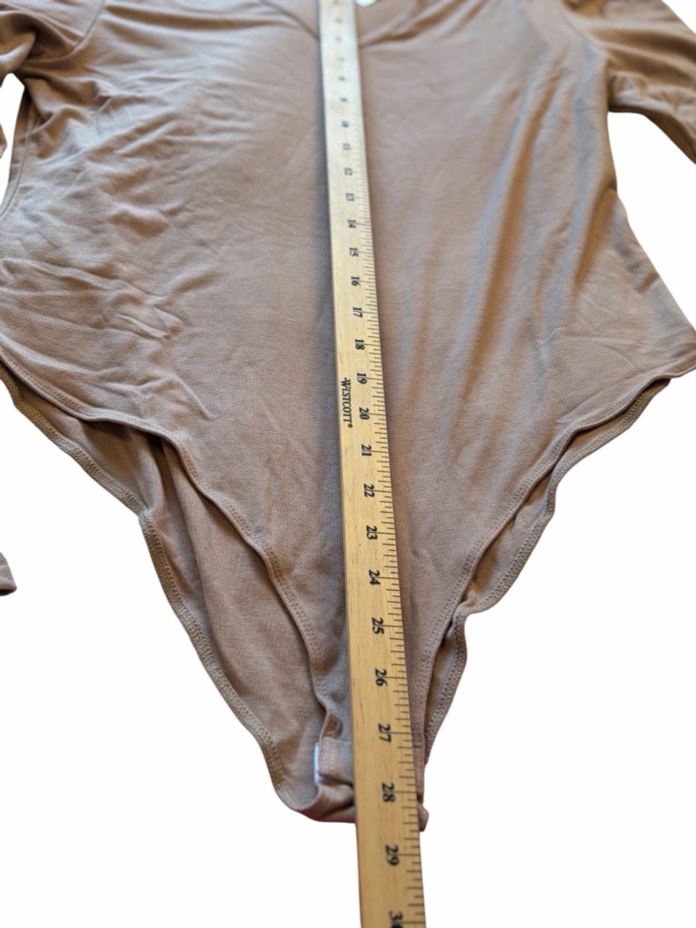 Mangopop Collection Beige VNeck-Gathered Shoulders Body Suit-Size XXL - Picture 4 of 9